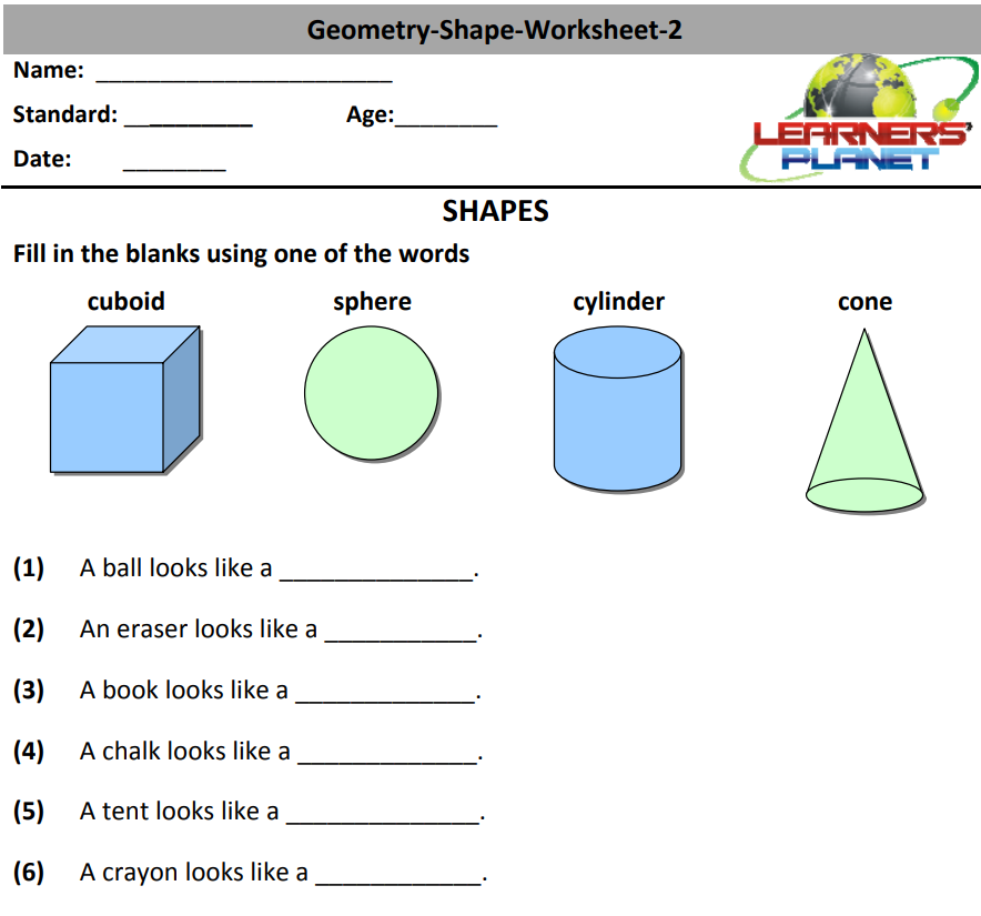 Geometry shapes worksheets free download